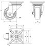 Fekete poliamid kerék forgó villa 50x20mm